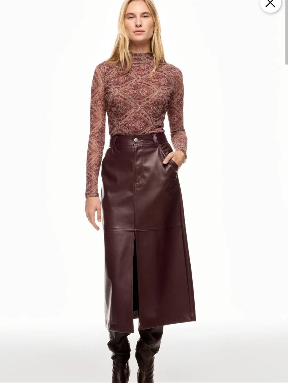 RONNY KOBO MOCK NECK MESH TOP SIZE L MSRP $298